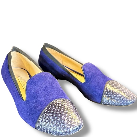 NWT Nicholas Kirkwood Blue Suede & Snakeskin Cap Toe Loafers Size 7 ASO Beatrice - Picture 13 of 16